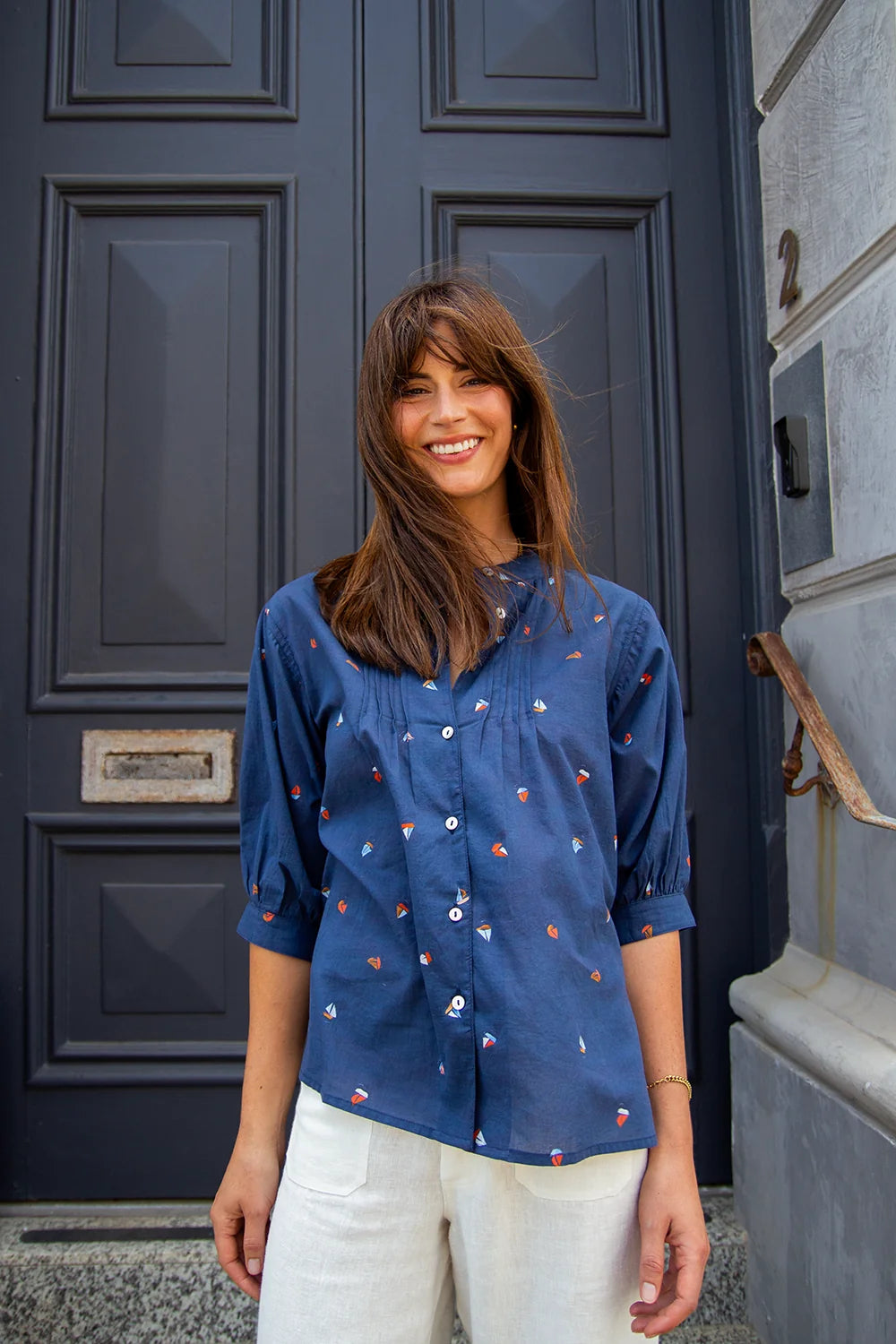 Amelia Shirt Boat Print
