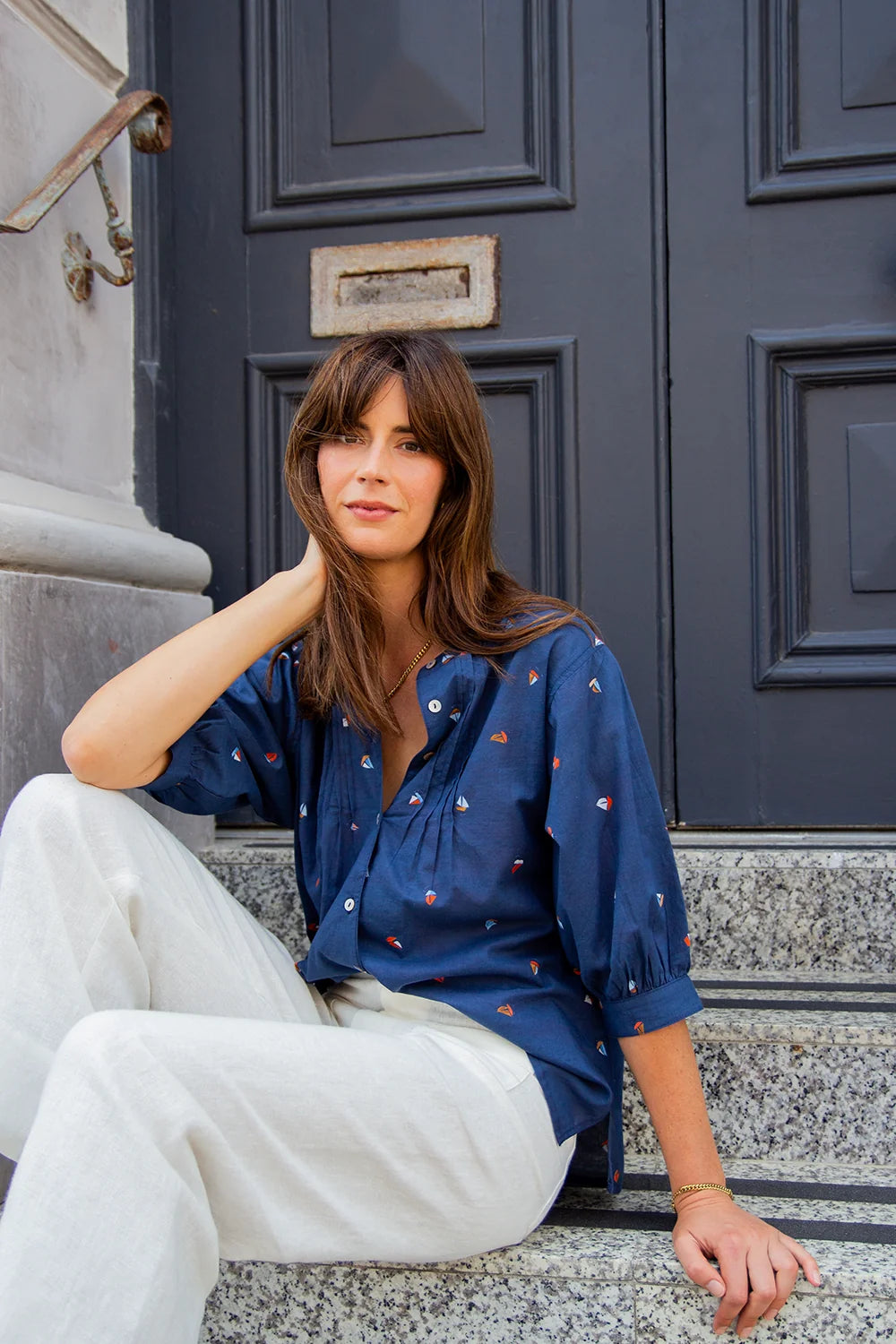 Amelia Shirt Boat Print