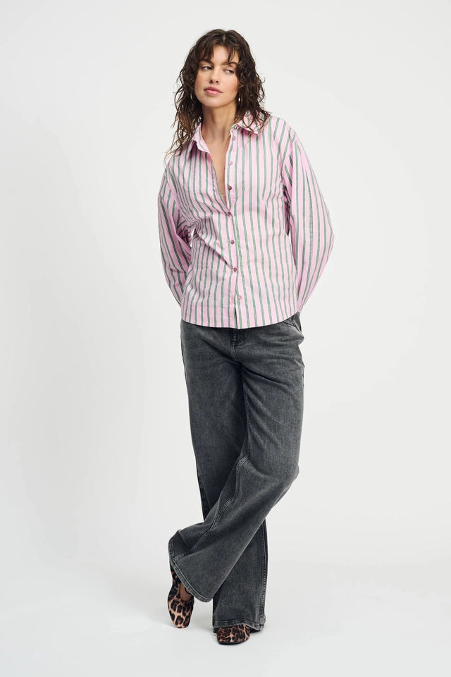 Blouse Stripe Poplin Rose Pink