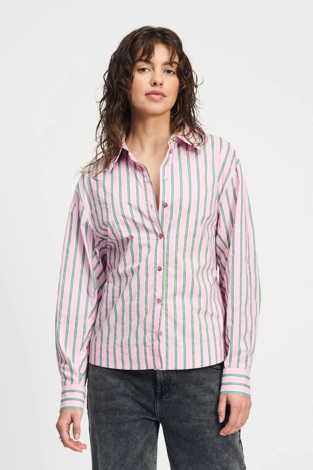Blouse Stripe Poplin Rose Pink