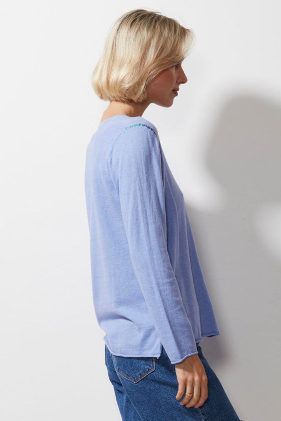 V Stitch Jumper Blueberry