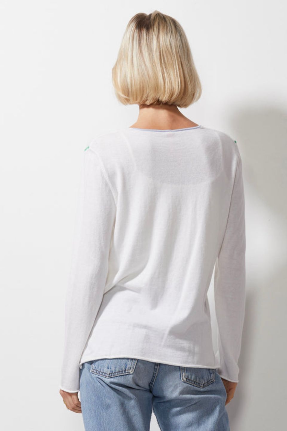 V Stitch Jumper White