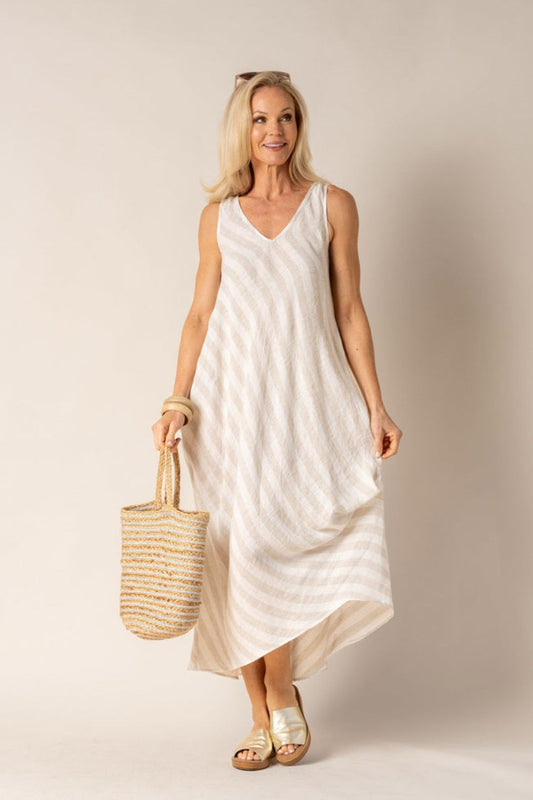 Annie Dress in Latte Stripe