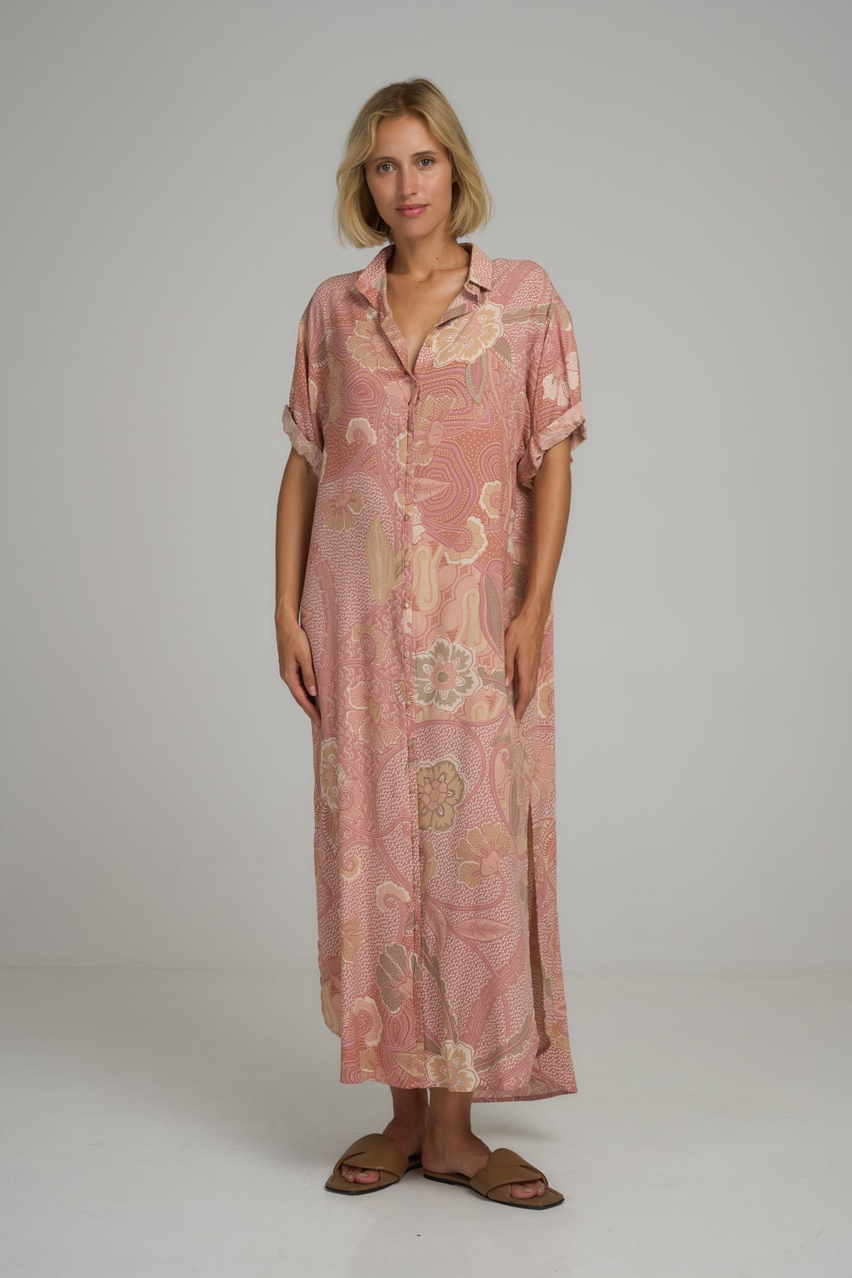 Hutton Shirt Dress Batik Rose