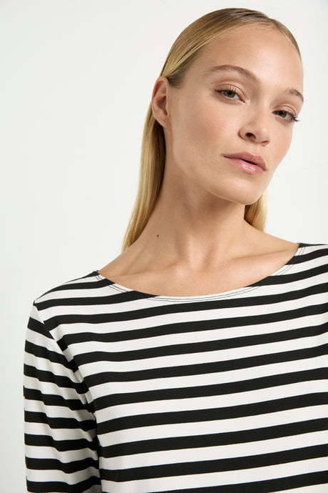 Relaxed Boat Neck Milk/Black