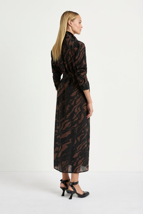 Tie Shirt Dress Shadow Print