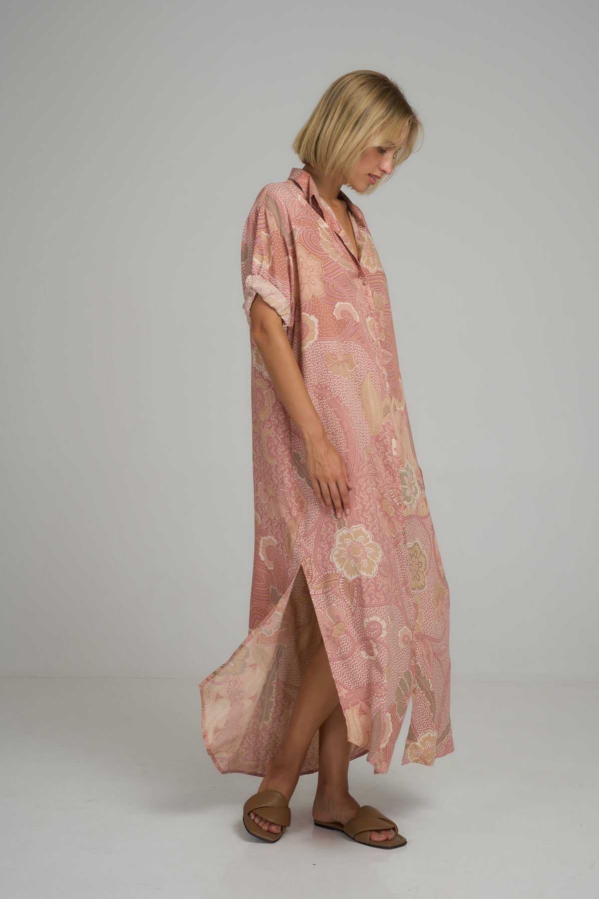 Hutton Shirt Dress Batik Rose