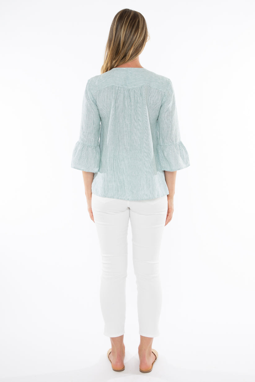 Core Stripe Top Clover/White