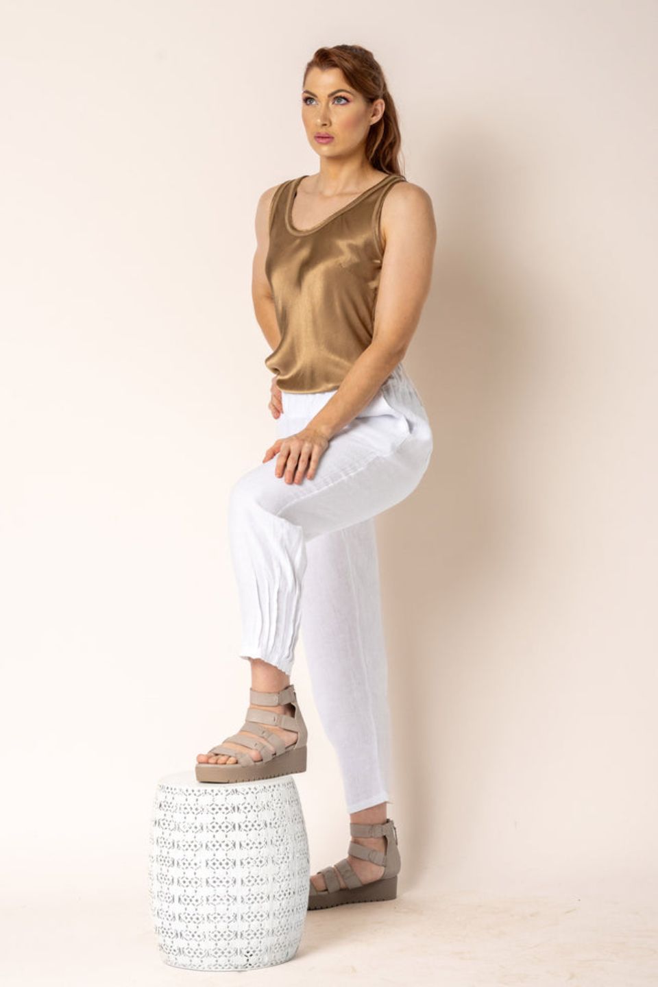 Daizy Linen Pants in White