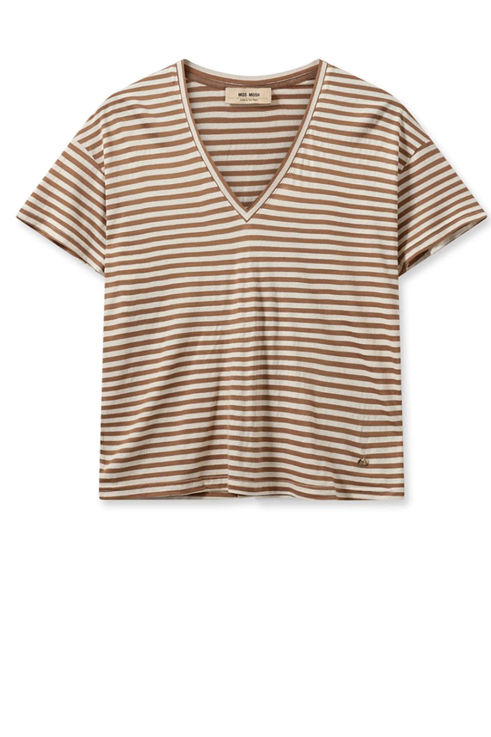 Jill V Short Sleeve Stripe Tee Cinnamon