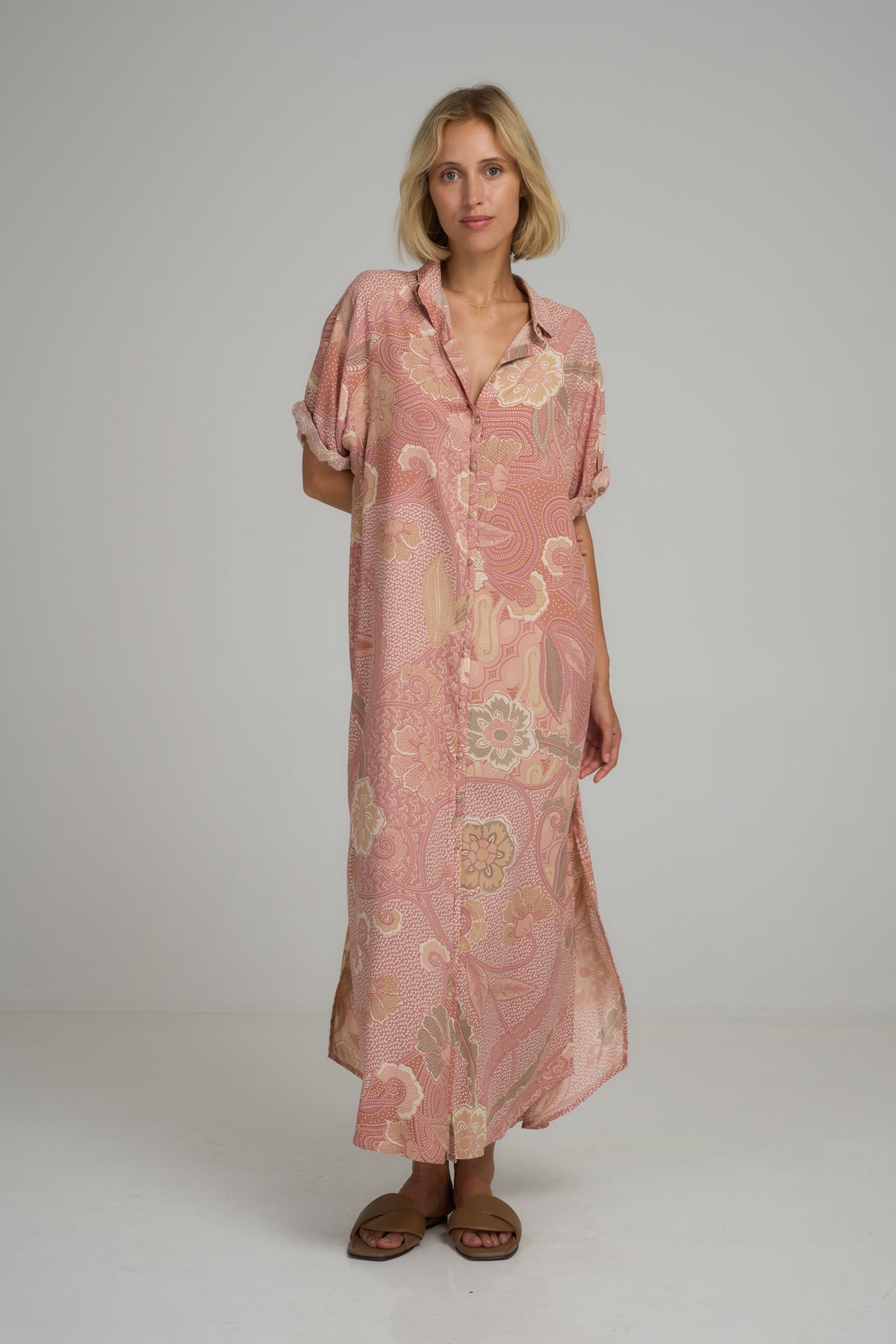 Hutton Shirt Dress Batik Rose