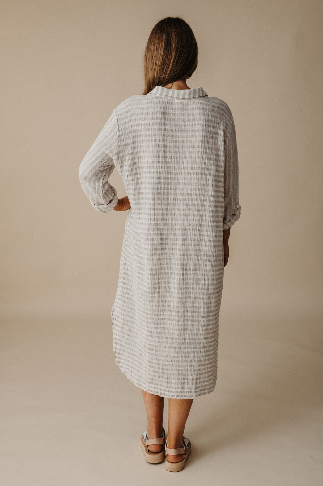 Salt Tunic Dress Pumice and White