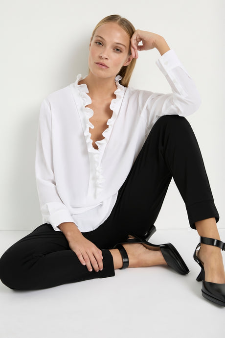 Frill Neck Blouse White