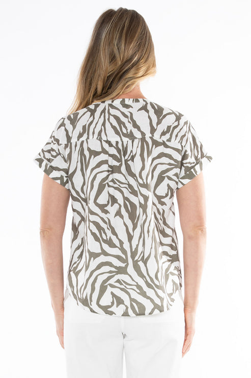 Zebra Pattern Top White/Khaki