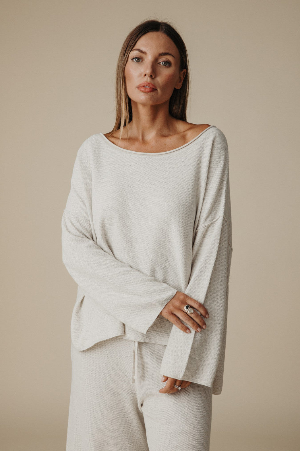 Retreat Cotton Twist Pullover Silver and Salt