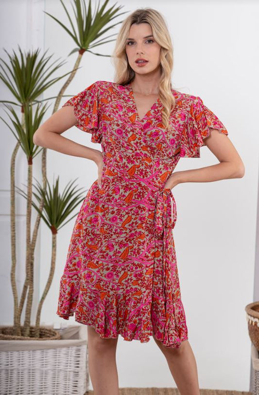 Yarrow Short Sleeve Wrap Dress