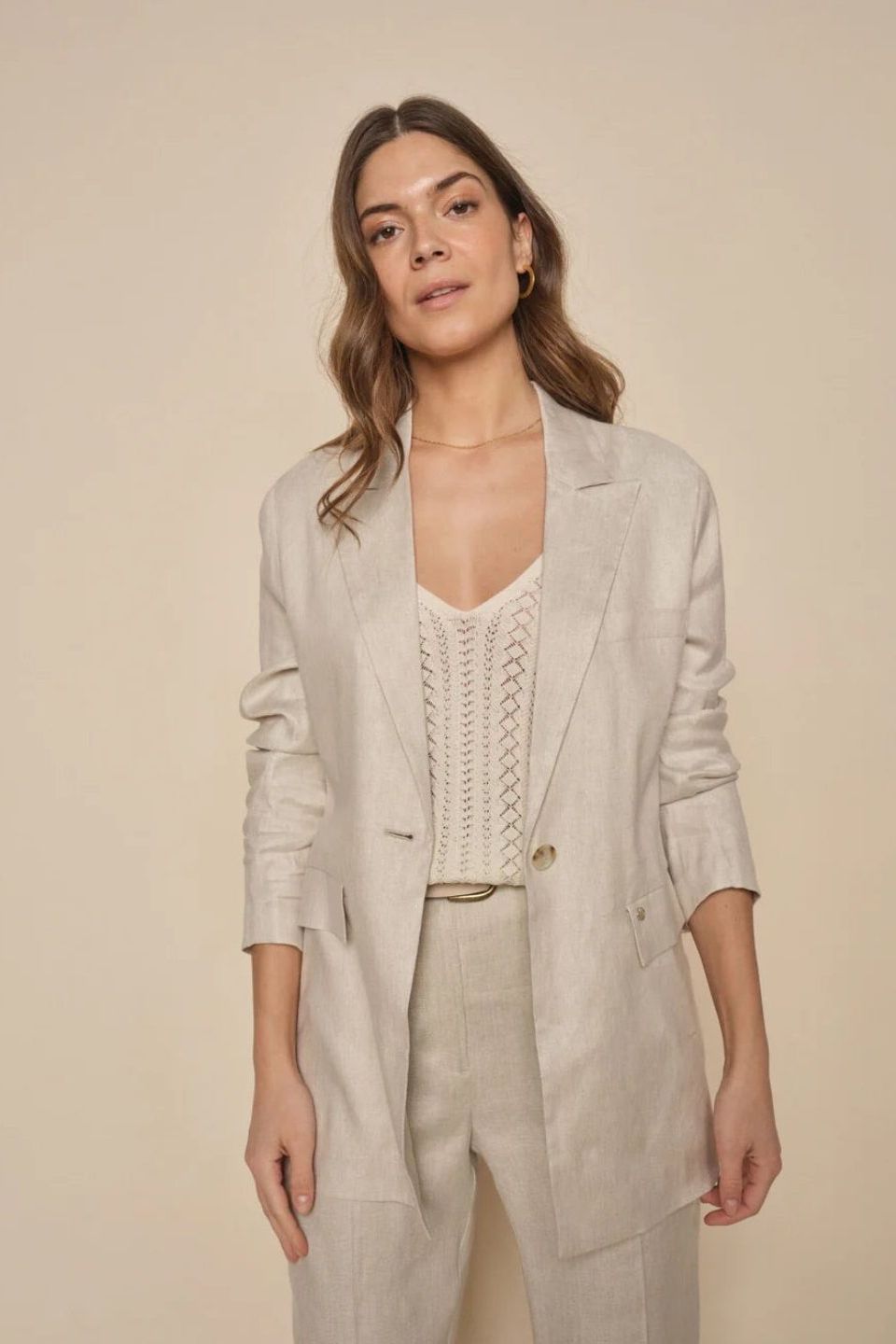 Selda Linen Blazer Cement