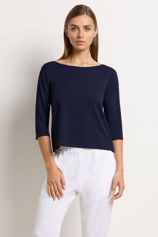 Relaxed Boat Neck French Navy