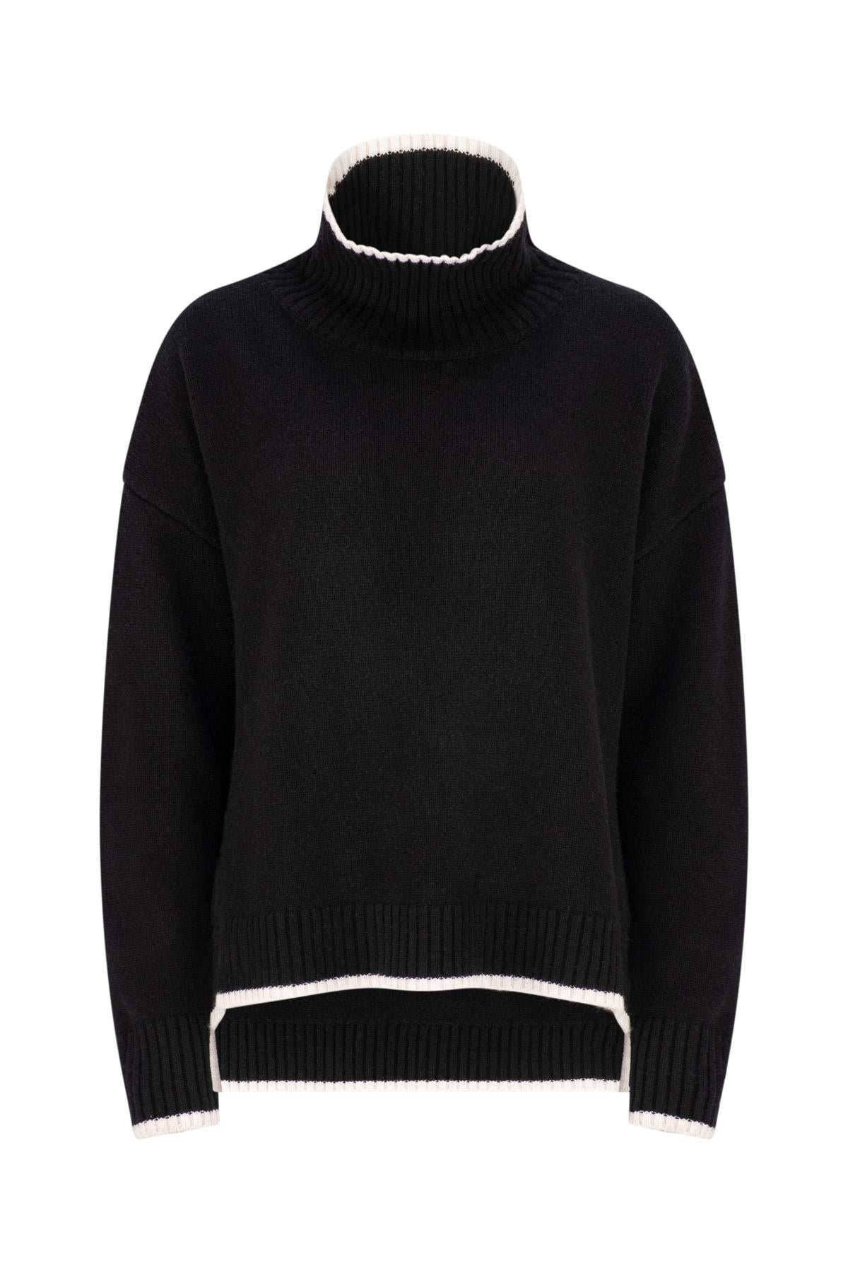 Cashmere Blend Roll Neck Jumper Black