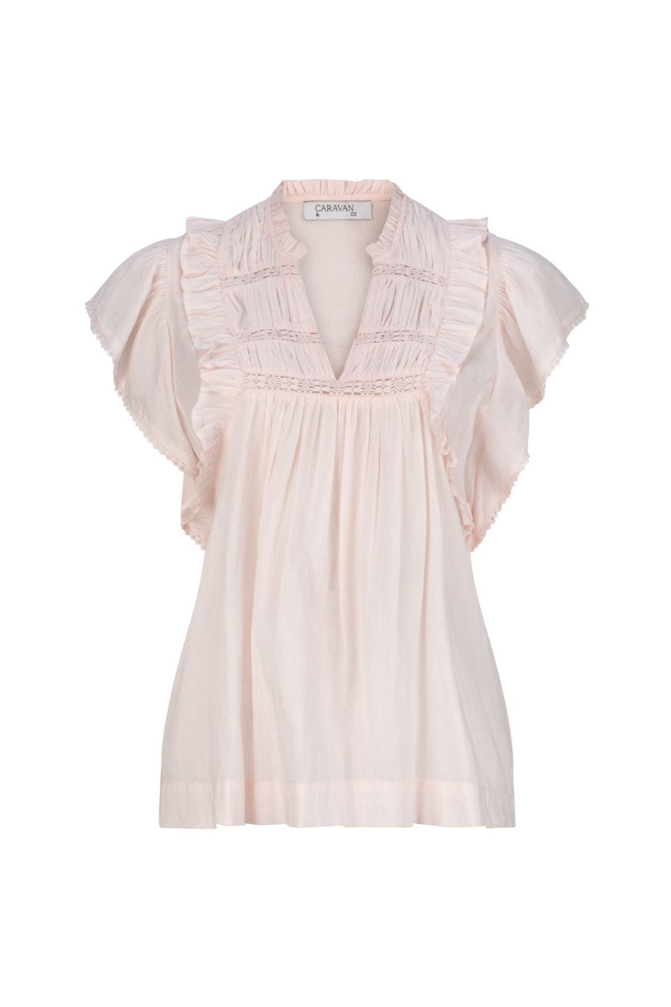 Butterfly Shirred Blouse Pale Pink