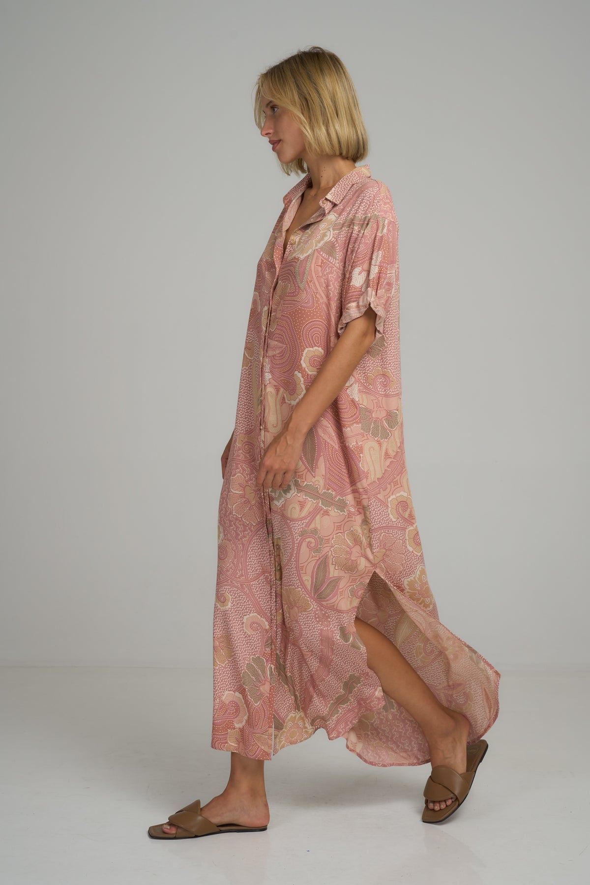 Hutton Shirt Dress Batik Rose