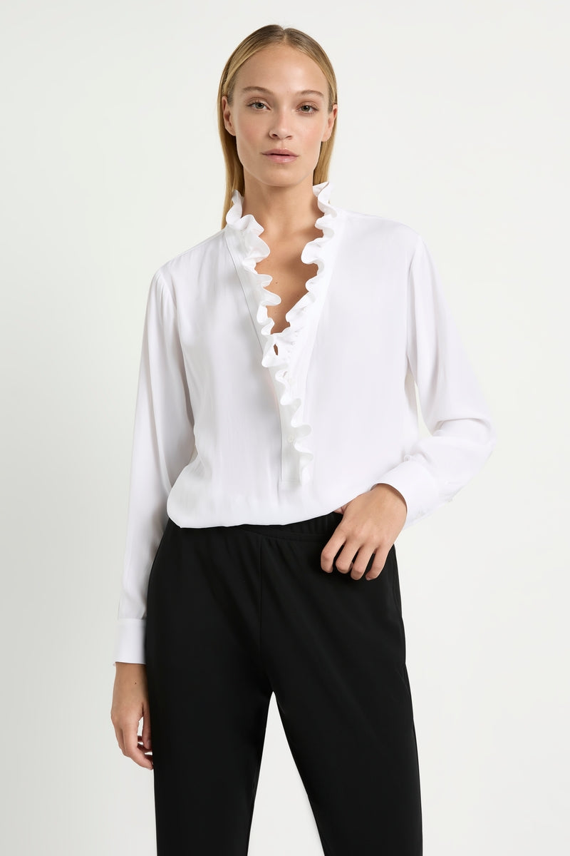 Frill Neck Blouse White