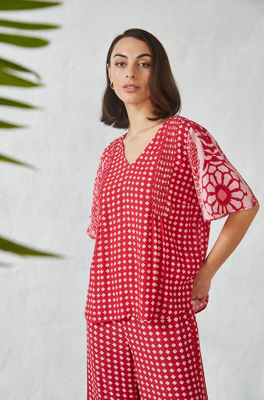 Inspire Top Red Print