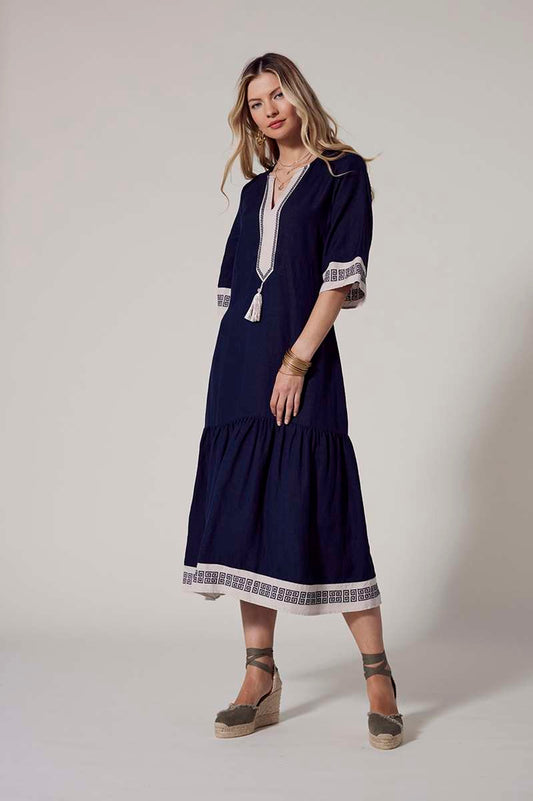 Clio Tassel Dress Indigo