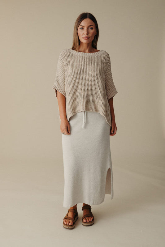 Sunray Rib Crop Pullover Pale Gold