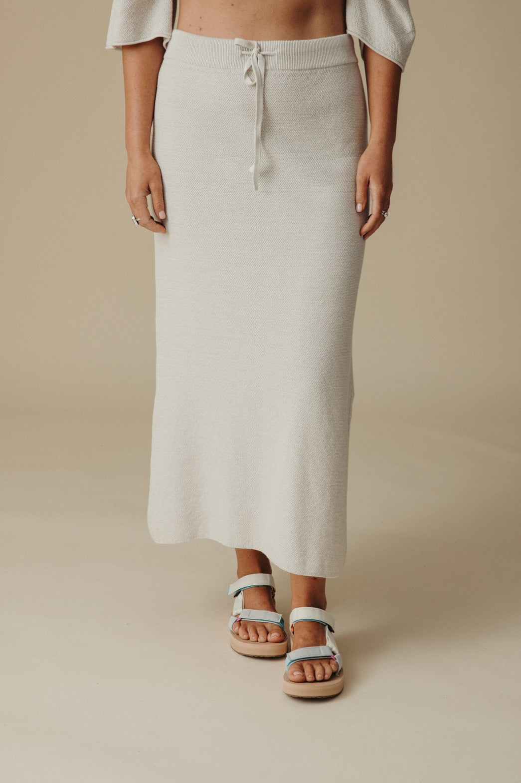 Retreat Cotton Twist Skirt Silver and White