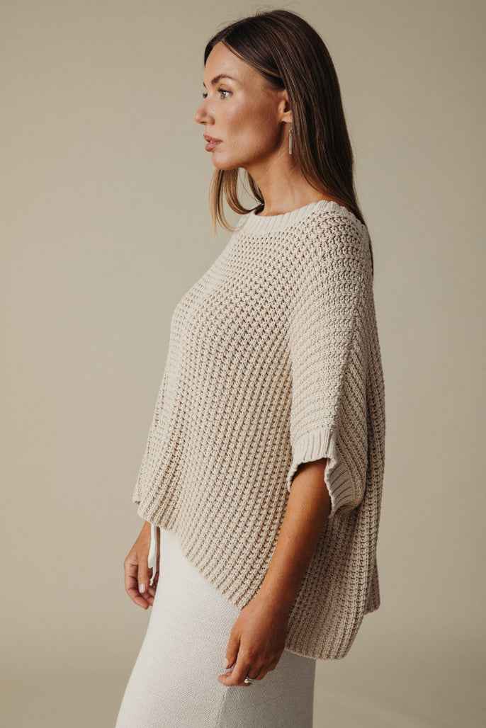 Sunray Rib Crop Pullover Pale Gold