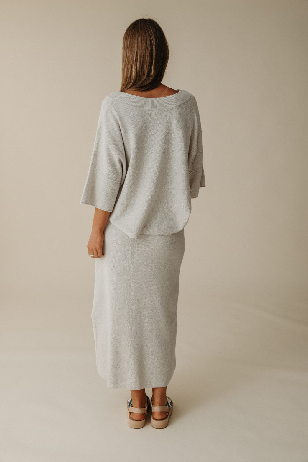 Retreat Cotton Twist Skirt Silver and White