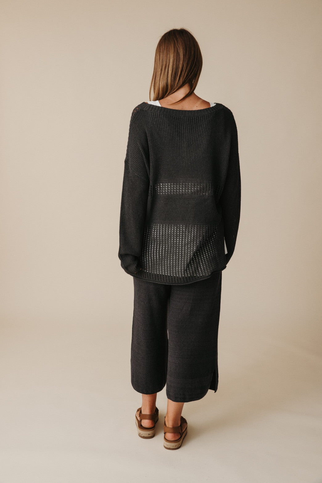 Honeycomb Splice LSLV Pullover Black