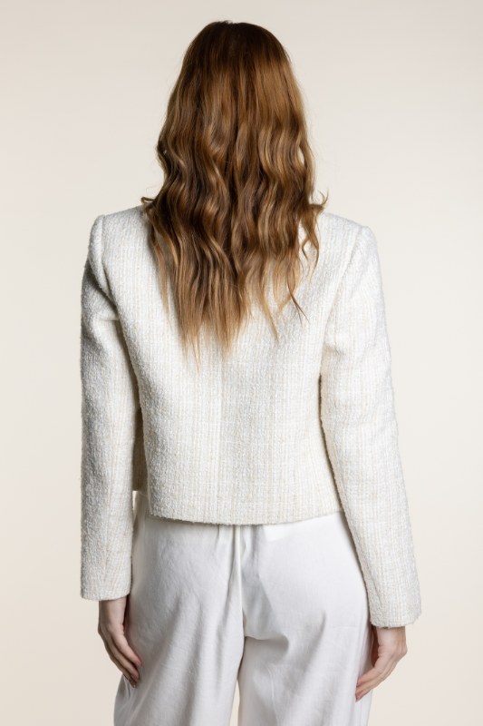 Cropped Tweed Blazer Ivory