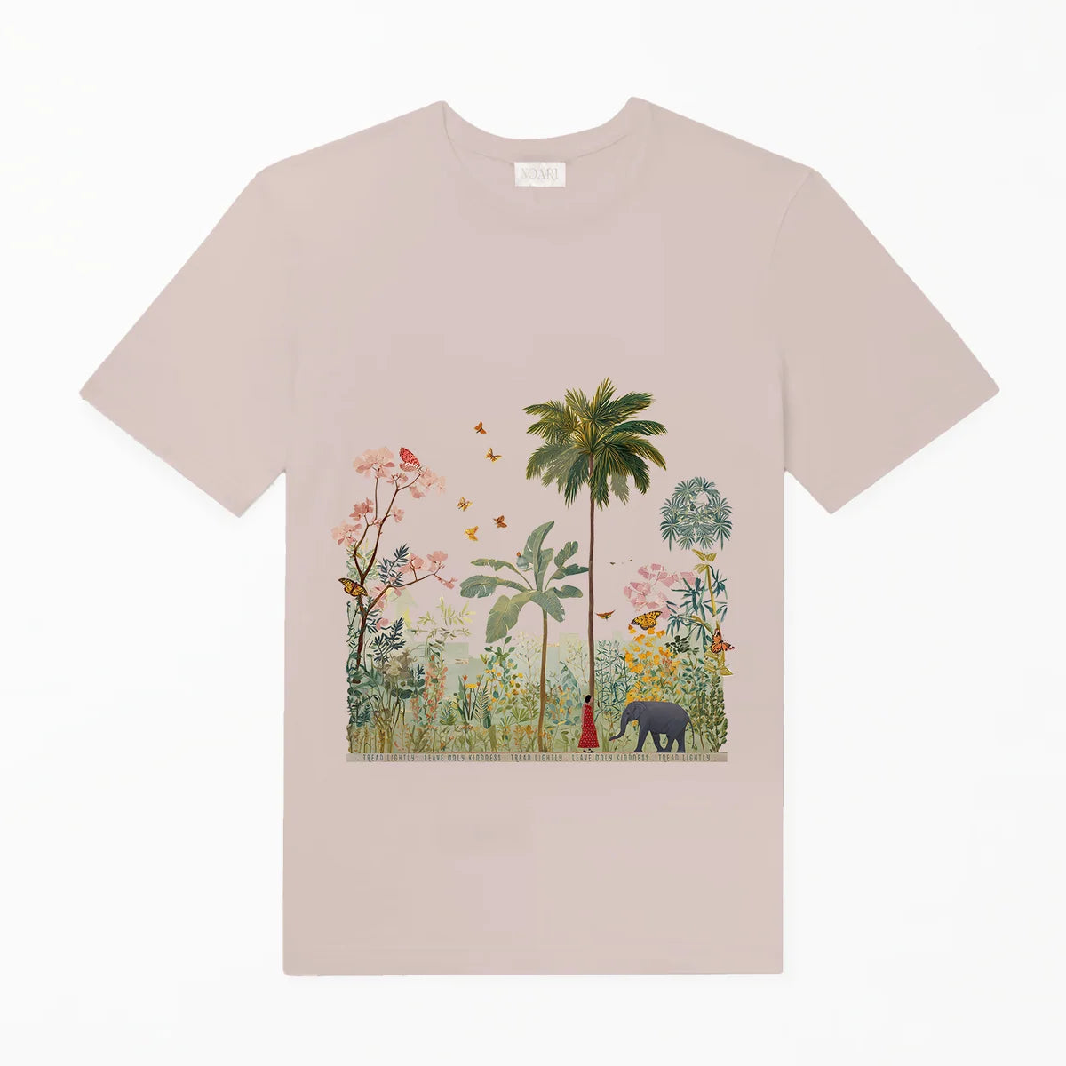 T Shirt Taupe Girl And Elephant