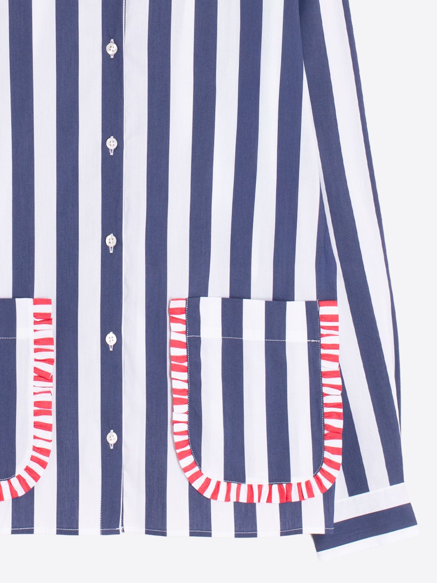 Ruffle Pocket Stripe Shirt