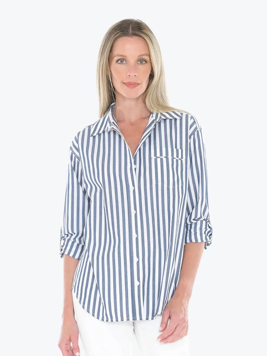 Holiday Stripe Shirt Navy White