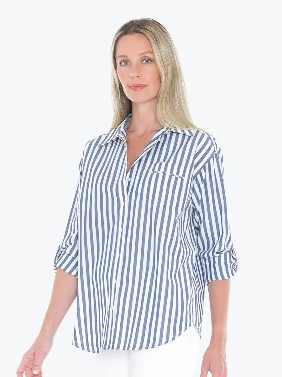 Holiday Stripe Shirt Navy White