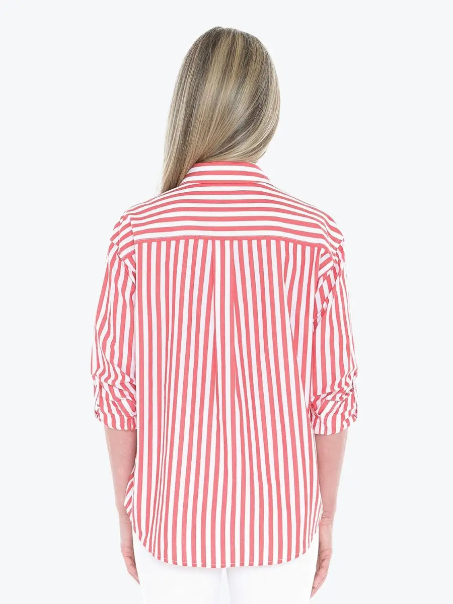 Holiday Stripe Shirt Tomato White