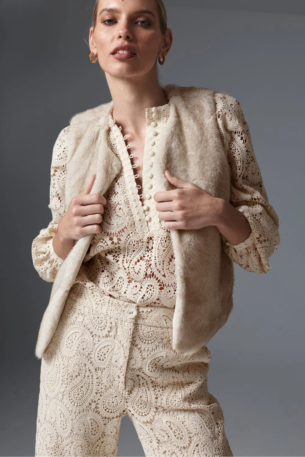 Adorn Top Ecru