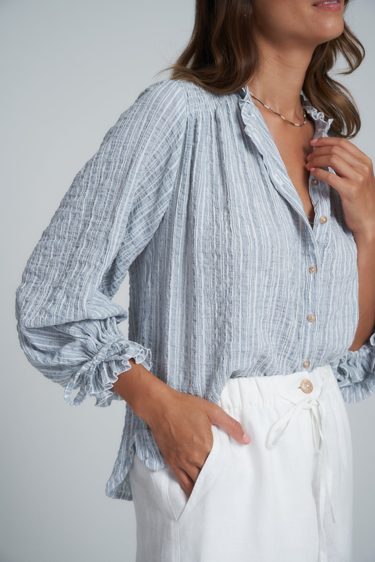 Leela Top Blue Stripe