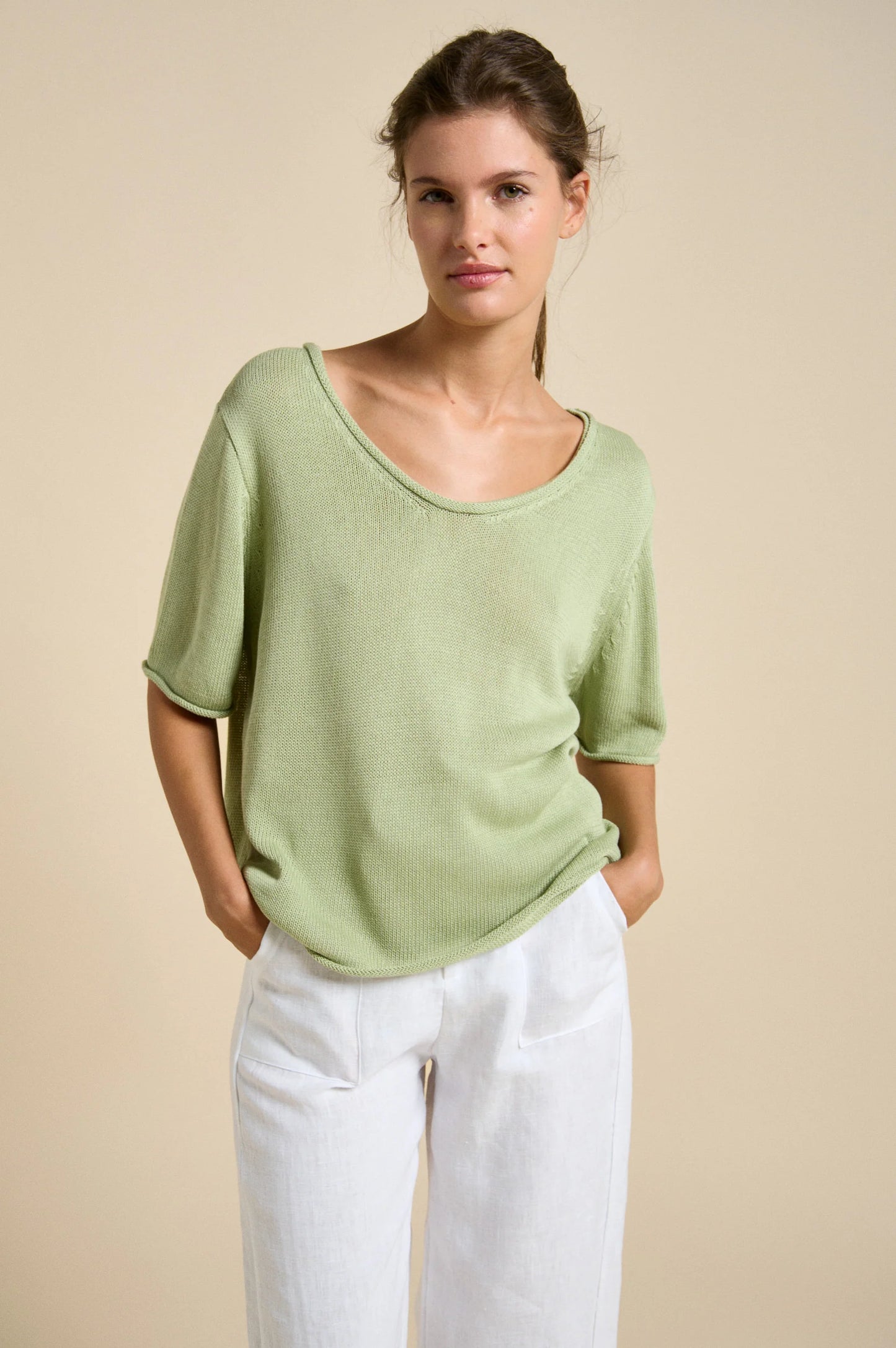 Scoop Neck Spring Tee Green