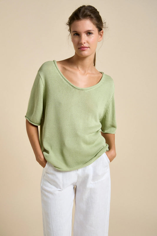 Scoop Neck Spring Tee Green