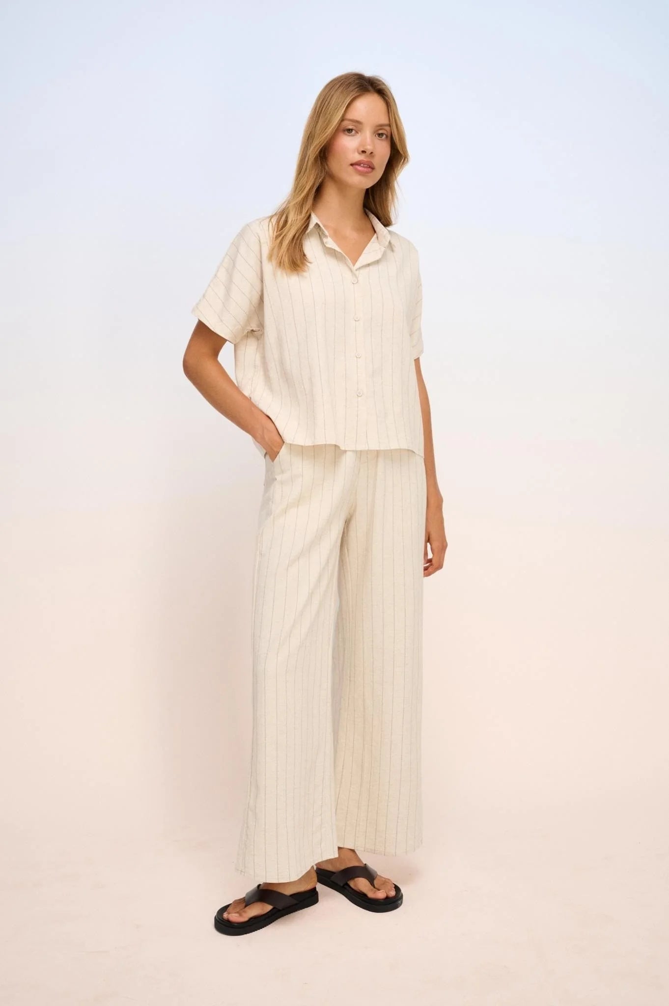 Pin Stripe Pants Natural / Black