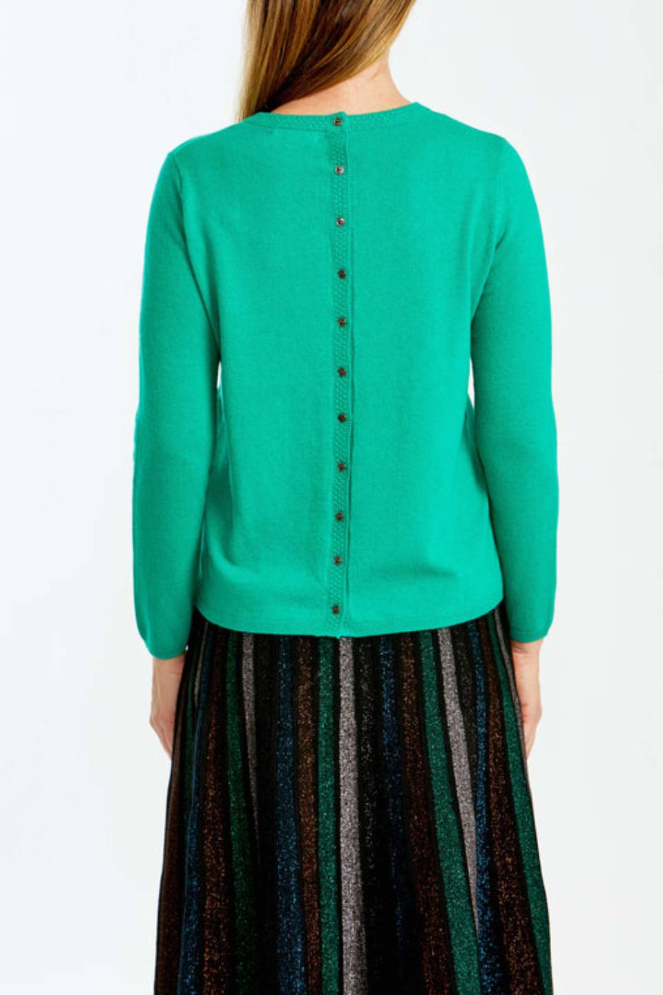 Button Back Pullover Emerald