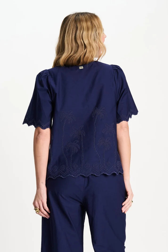 Blouse Brdr Angls Ngt Blue