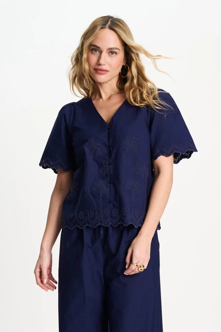 Blouse Brdr Angls Ngt Blue