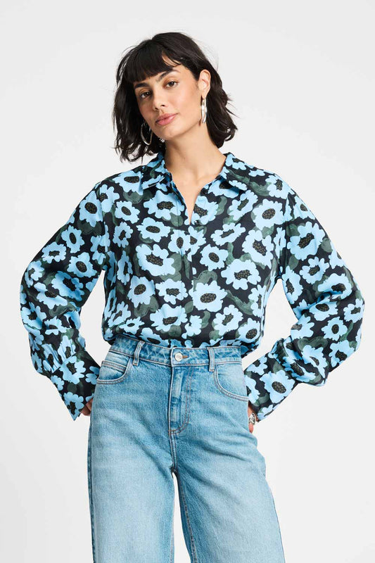 Wild Flowers Blue Blouse