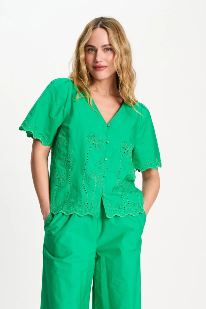 Blouse Brdr Angls Palm Green