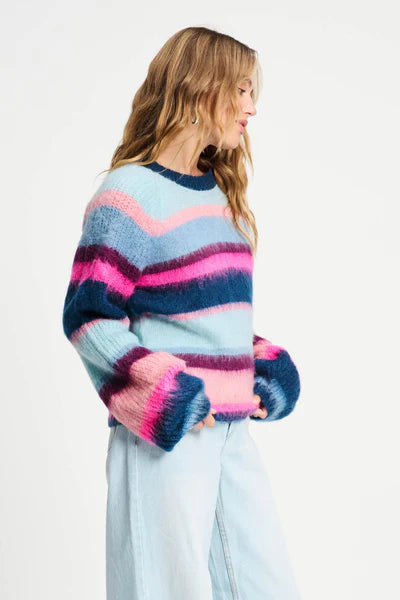 Brushed Stripes Blue Pullover